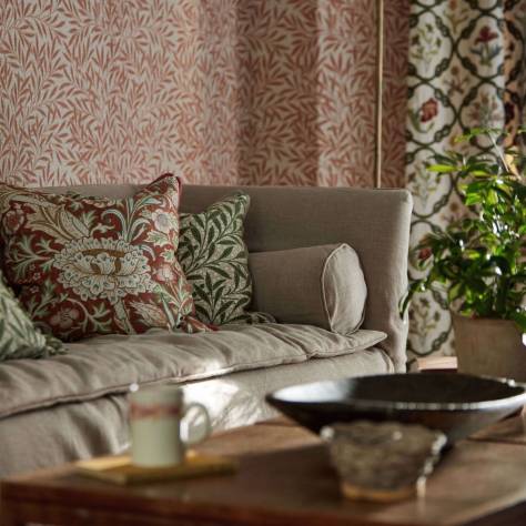William Morris & Co Emery Walkers House Fabrics Bluebell Fabric - Leaf Green/Sweet Briar - MEWF227038 - Image 3