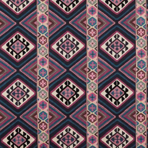 William Morris & Co Emery Walkers House Fabrics Dorothys Kilim Fabric - Barbed Berry/Indigo - MEWF237306 - Image 1