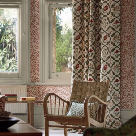 William Morris & Co Emery Walkers House Fabrics Mays Coverlet Fabric - Indigo/Rose - MEWF237308 - Image 2