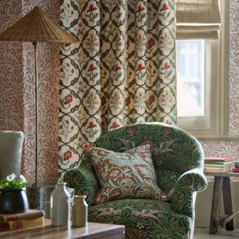 William Morris & Co Emery Walkers House Fabrics Mays Coverlet Fabric - Indigo/Rose - MEWF237308