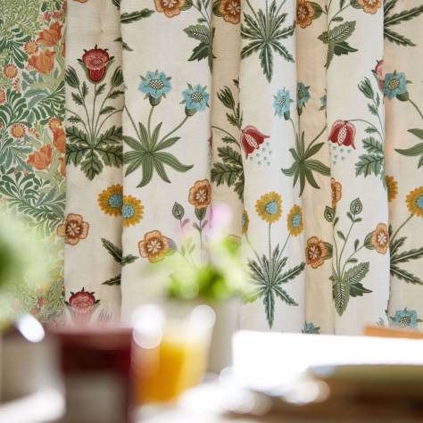 William Morris & Co Emery Walkers House Fabrics Daisy Embroidery Fabric - Cream/Multi - MEWF237310