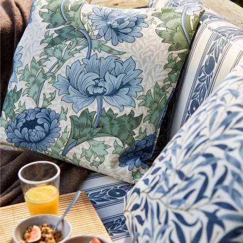 William Morris & Co Outdoor Performance Fabrics Chrysanthemum Fabric - Indigo/Bayleaf - MAMB227099 - Image 2