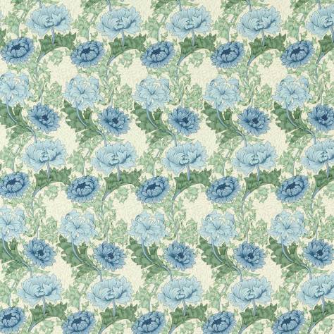 William Morris & Co Outdoor Performance Fabrics Chrysanthemum Fabric - Indigo/Bayleaf - MAMB227099 - Image 1