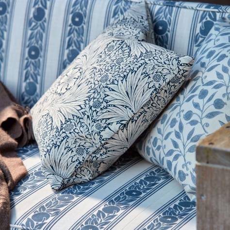 William Morris & Co Outdoor Performance Fabrics Marigold Fabric - Mineral Blue - MAMB227102