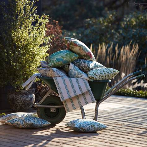 William Morris & Co Outdoor Performance Fabrics Holland Park Stripe Fabric - Sage/Linen - MAMB227118
