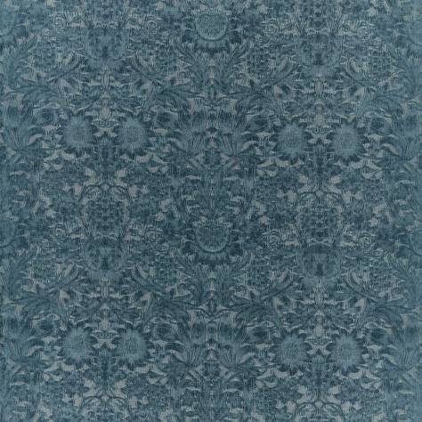 William Morris & Co Wardle Velvets Sunflower Caffoy Velvet Fabric - Webbs Blue - MWAR237285 - Image 1