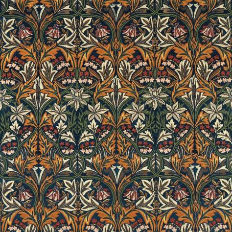 William Morris & Co Wardle Velvets Bluebell Embroidery Fabric - Indigo/Russet - MWAR237293