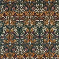 Bluebell Embroidery Fabric - Indigo/Russet