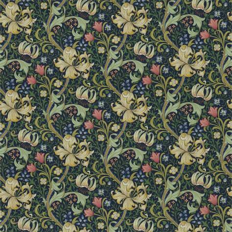 William Morris & Co Compendium III Fabrics Golden Lily Fabric - Midnight/Green - DMFPGL204