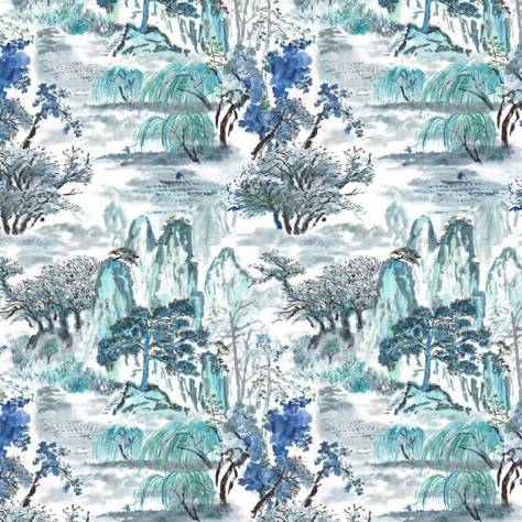 Designers Guild Palasari Fabrics Jade Temple Outdoor Fabric - Cornflower - FDG2671/01