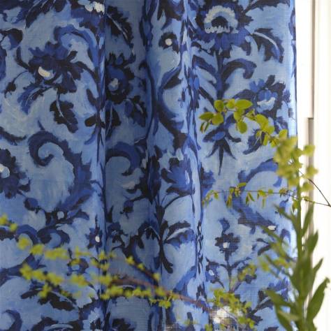 Designers Guild Tapestry Flower Prints & Panels Guerbois Fabric - Cobalt - FDG3053/01