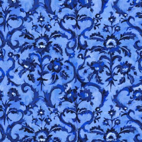 Designers Guild Tapestry Flower Prints & Panels Guerbois Fabric - Cobalt - FDG3053/01
