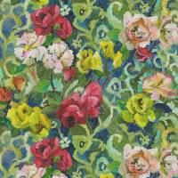 Tapestry Flower Fabric - Vintage Green