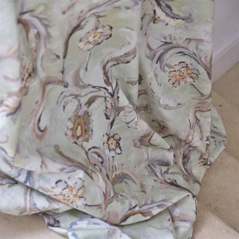 Designers Guild Tapestry Flower Prints & Panels Myrtle Damask Fabric - Celadon - FDG3055/02