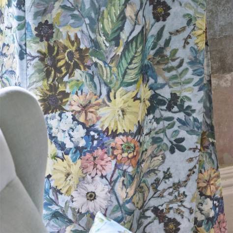 Designers Guild Tapestry Flower Prints & Panels Glynde Fabric - Zinc - FDG3054/03