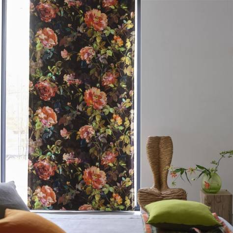 Designers Guild Tapestry Flower Prints & Panels Gertrude Rose Fabric - Sepia - FDG3058/02