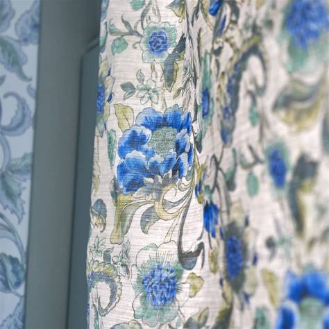 Designers Guild Heritage Prints Fabrics Craven Street Flower Fabric - Woad - FEH0005/04 - Image 3