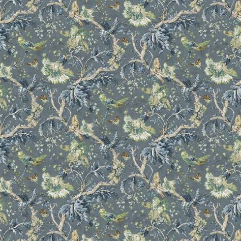Designers Guild Heritage Prints Fabrics Suffolk Garden Fabric - Slate Blue - FEH0006/03