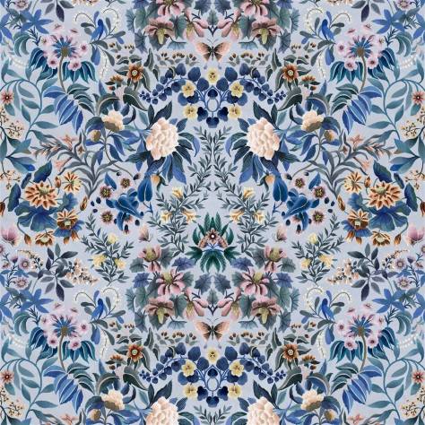Designers Guild Ikebana Fabrics Ikebana Damask Fabric - Slate Blue - FDG3077/02 - Image 1