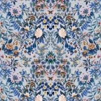Ikebana Damask Fabric - Slate Blue