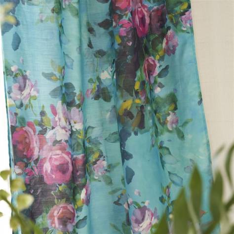 Designers Guild Fleurs D Artistes Fabrics Bouquet de Roses Fabric - Turquoise - FDG3113/01 - Image 3