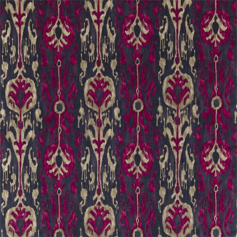 Zoffany Jaipur Prints & Embroideries Kashgar Velvet Fabric - Charcoal/Cerise - ZJAI321675