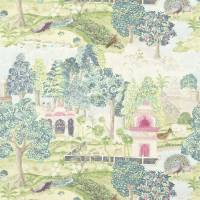 Peacock Garden Fabric - Moss/Pink