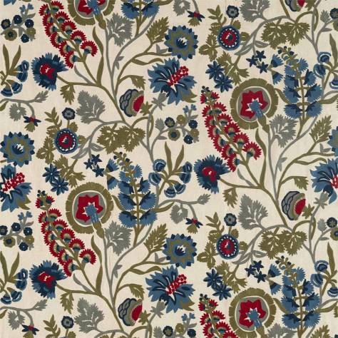 Zoffany Darnley Fabrics Hardwick Crewel Fabric - Sunstone/Indigo - ZDAR332968 - Image 1