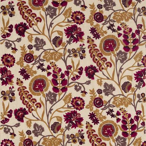 Zoffany Darnley Fabrics Hardwick Crewel Fabric - Antique Gold/Cinnabar - ZDAR332969 - Image 1