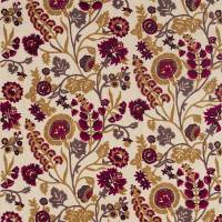 Hardwick Crewel Fabric - Antique Gold/Cinnabar