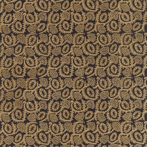 Zoffany Darnley Fabrics Suzani Embroidery Fabric - Antique Gold/Vine Black - ZDAR332979