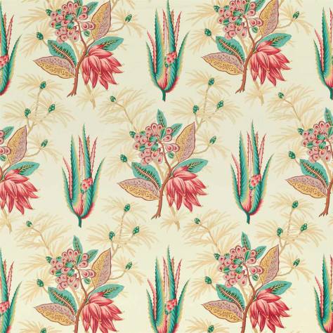Zoffany Antiquary Fabrics Desert Flower II Fabric - Crimson / Teal - ZAQF322694 - Image 1