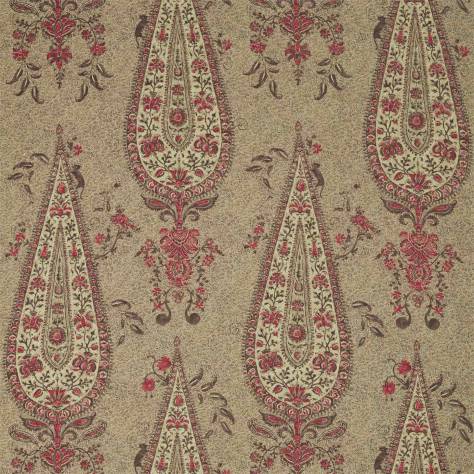 Zoffany Antiquary Fabrics Koyari Paisley Fabric - Antiquary / Crimson / Linen - ZAQF322705