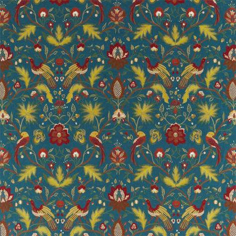 Zoffany Antiquary Fabrics Oiseaux de Paradis Embroidery Fabric - Prussian Blue - ZAQF333091 - Image 1