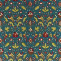 Oiseaux de Paradis Embroidery Fabric - Prussian Blue