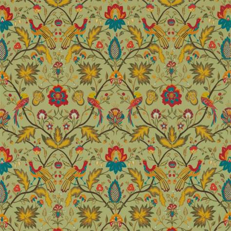 Zoffany Antiquary Fabrics Oiseaux de Paradis Embroidery Fabric - Olivine - ZAQF333092