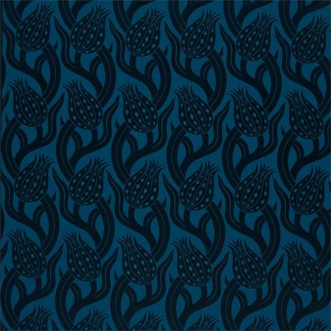 Zoffany Damask - The Alchemy of Colour Fabrics Persian Tulip Weave Fabric - Indigo - ZDAF333121