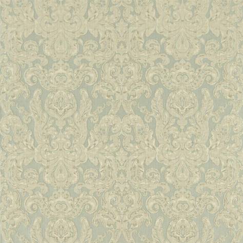 Zoffany Damask - The Alchemy of Colour Fabrics Brocatello Fabric - Light Blue - ZDAF333223