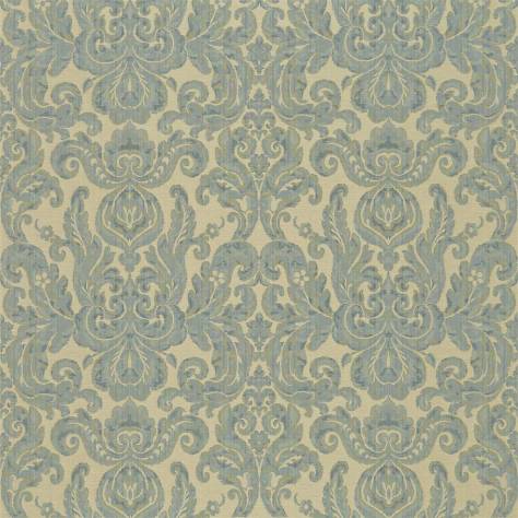 Zoffany Damask - The Alchemy of Colour Fabrics Brocatello Fabric - Blue - ZDAF333226