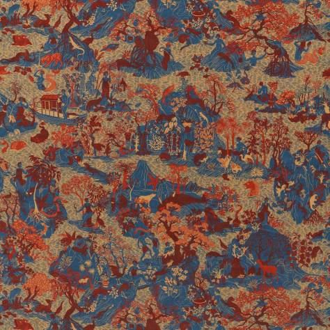 Zoffany Cotswolds Manor Fabrics Avalonis Fabric - Como Blue/Koi - ZCOT322744 - Image 1