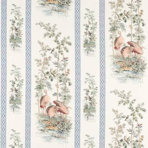 Zoffany Cotswolds Manor Fabrics Storks and Thrushes Fabric - Tuscan Pink/Cobalt - ZCOT322747 - Image 1