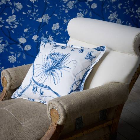 Zoffany Cotswolds Manor Fabrics Anar Trellis Fabric - Stockholm Blue/Platinum Grey - ZCOT333295 - Image 3