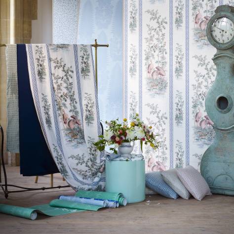 Zoffany Cotswolds Manor Fabrics Anar Trellis Fabric - Stockholm Blue/Platinum Grey - ZCOT333295