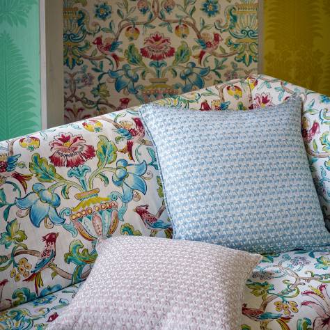 Zoffany Cotswolds Manor Fabrics Flame Stitch Tree Fabric - Evergreen/Tuscan Pink - ZCOT333298 - Image 2