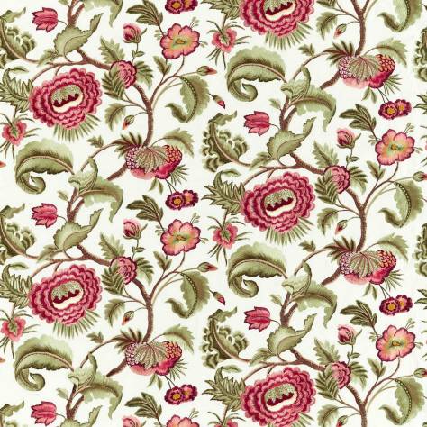 Zoffany Cotswolds Manor Fabrics Flame Stitch Tree Fabric - Evergreen/Tuscan Pink - ZCOT333298 - Image 1