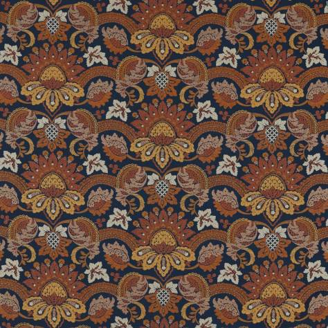 Zoffany Decorative Velvets II Pomegranate Velvet Fabric - Indigo/Terracota - ZDEV333313 - Image 1