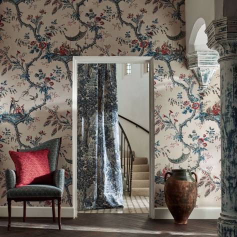 Zoffany Arcadian Weaves Tudor Damask Fabric - Crimson - ZARW333371 - Image 3