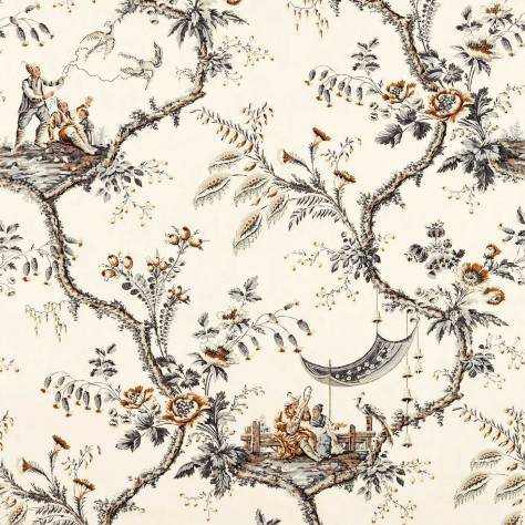 Zoffany Arcadian Thames Fabrics Emperors Musician Fabric - Charcoal - ZART322753 - Image 1