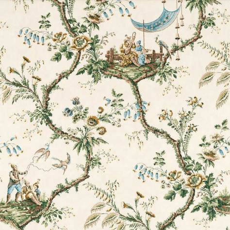Zoffany Arcadian Thames Fabrics Emperors Musician Fabric - Evergreen - ZART322754 - Image 1