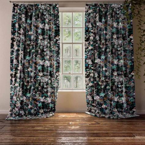 Warwick Medley Fabrics Flowerbomb Velluto Fabric - Aqua - FLOWERBOMBVELLUTOAQUA - Image 3